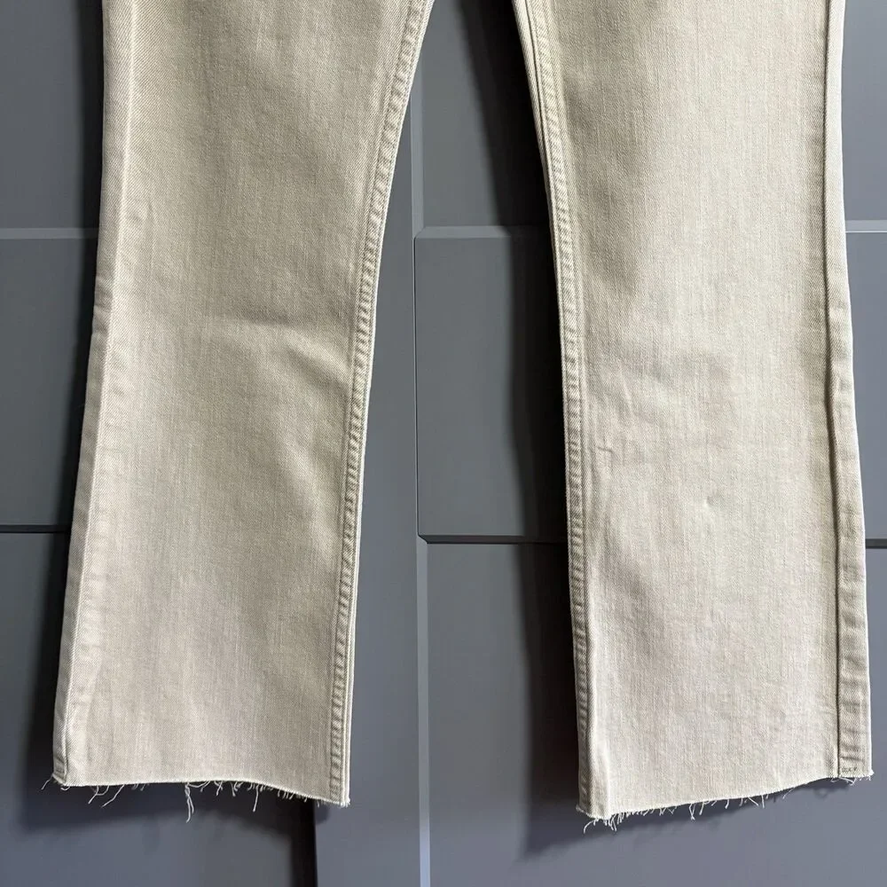 NWT Desigual Women Flare Cropped Ankle Jeans Khaki Beige 36 (US 2) Clean Girl